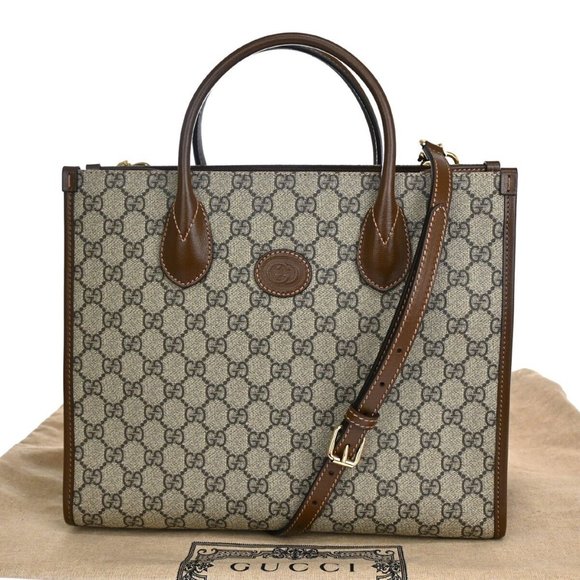 GUCCI GG Pattern 2Way Shoulder Hand Tote Bag Supreme Leather Brown GHW 676RJ112 - Picture 1 of 16